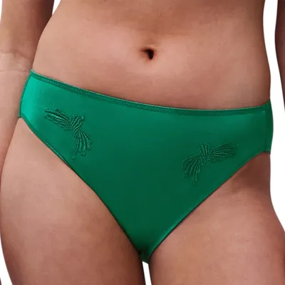 Image de Slip Chantelle Hedona Opaque, motif floral brodé sur le devant, entrejambe en coton