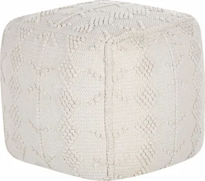 Produktbild von BELIANI Pouf Weiß aus Baumwolle 40 x 40 x 40 cm Quadratisch mit Muster Boho Sitzkissen Bodenkissen für Wohnzimmer Kinderzimmer Flur