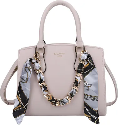 Produktbild von Gallantry, Damen Handtasche genarbt mit goldener Kette und Tuch, Beige