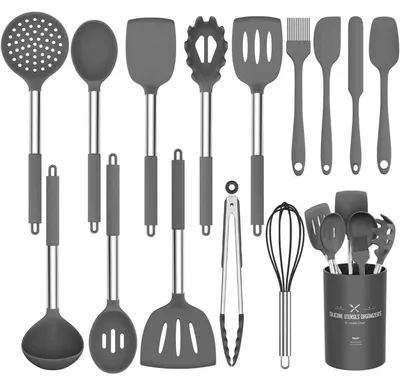 Immagine prodotto di Umite Chef Set di utensili da cucina da 15 pezzi in silicone, acciaio inossidabile, antiaderente, resistente al calore e senza BPA