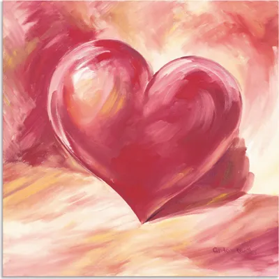 Produktbild von ARTland Wandbild Alu für Innen & Outdoor Rosa/rotes Herz Größe: 100x100 cm