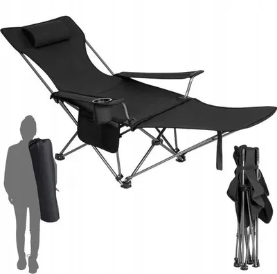 Produktbild von Famanu Klappstuhl mit Fußstütze & Becherhalter - Schwarz
