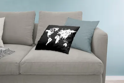 Produktbild von MuchoWow® Zierkissen Sofakissen Wohnzimmer Dekokissen 60x40 cm Weltkarte - Blätter - Schwarz - Weiß - Kopfkissen - Polster mit Foto