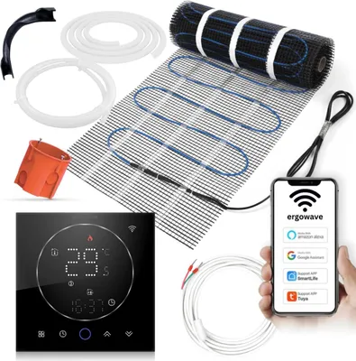 Immagine prodotto di ergowave NET160 tappetino riscaldante con termostato WiFi, tappetino riscaldante sotto piastrelle