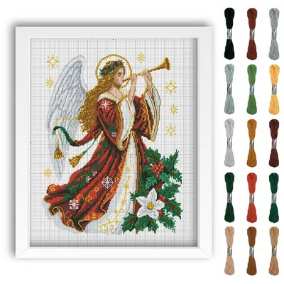 Kreuzstichset Engel 40x50 cm, 11CT, vorgedruckt, mit Anleitung und Zubehör