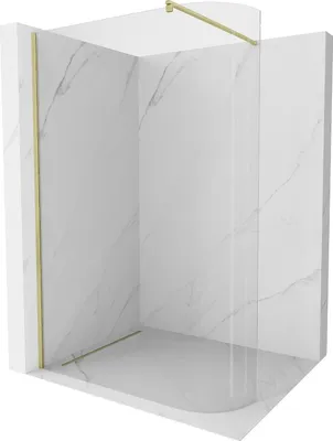 Image de Mexen Kioto Paroi de douche à l'italienne arrondie 90 x 200 cm, transparent 8 mm, or brossé - 800-090-101-55-06