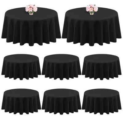 8 runde Tischdecken 228 cm schwarz Polyester waschbar