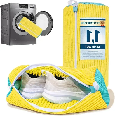 Productafbeelding van Schoenwaszakken - Wasmachinezakken - Schoenen Wassen - 360 Graden Reiniging - Maat L - Geel