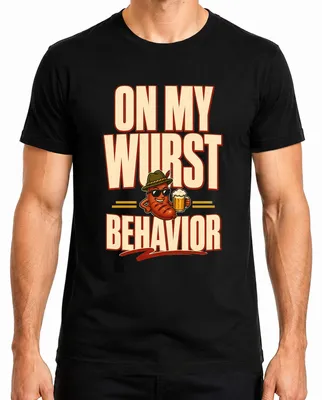 Immagine prodotto di Maglietta da uomo "On My Wurst Behavior" a tema , con motivo "Bier Trachten", in , colore nero, taglia M