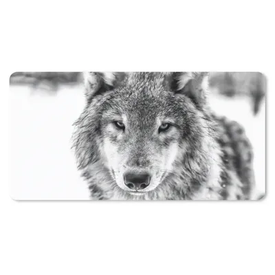 Produktbild von MuchoWow® Mauspad Mousepad Wolf im Winter in Schwarz und Weiß 60x30 cm - Mousepads - Maus Mat - Pad - Mausunterlage - Nachhaltig