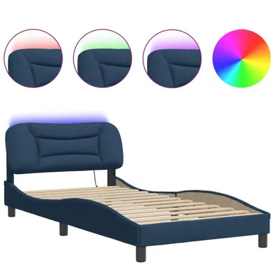 Produktbild von Bettgestell mit LED ohne Matratze "Hvar" Blau 100x200 cm Stoff