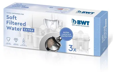 A product box for BWT water filter cartridges.