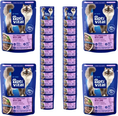 Zdjęcie produktu dla OptiVital Karma Mokra Saszetka dla Kota Jagnięcina w Sosie 85g x28