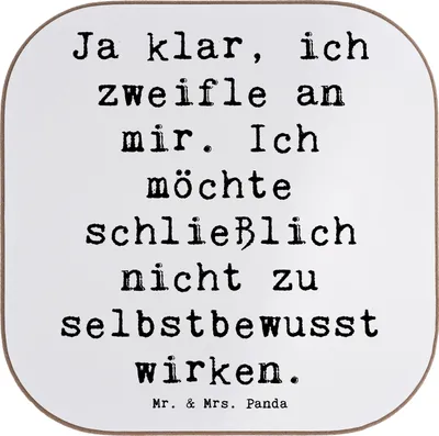 Produktbild von Mr. & Mrs. Panda Untersetzer Glas Spruch Selbstzweifel Charm - Weiß - Geschenk, Motivation, inneres Gleichgewicht, bieruntersetzer, Gefühl, Selbstwahrnehmung, Zitat