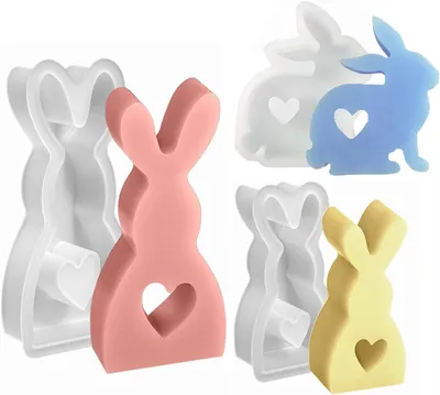 Produktbild von 3 Stück Ostern Kaninchen Silikonformen Gips Gießformen, Hasenform für Ostern, Kerzenform Silikon Ostern, Osterhase Silikonform for Gips, Sojawachs Kerzen, Handwerk (3 Stück)