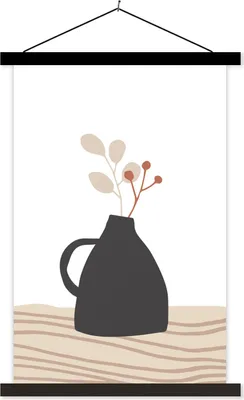 Produktbild von MuchoWow® Textilposter Sommer - Blume - Schwarz - Weiß 60x90 cm mit schwarzem Rahmen - Poster Wohnzimmer