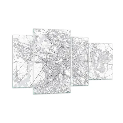 Produktbild von Bilder auf glas - 4 Teile - Stadt Karte Berlin - 120x70cm - Glasbilder - Wandbilder - Bilder - zum Aufhängen bereit - Wanddekoration aus Glas - Glas Bilder - Wandbild auf Glas - GDL120x70-4681