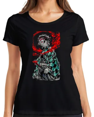 Obrázek produktu pro Tanjiro Kamado Demon Slayer Anime Sword Blood Manga Gift Dámské tričko, černá, S