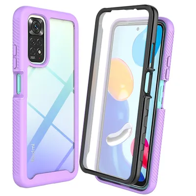 Immagine prodotto di Custodia per Xiaomi Redmi Note 11 / Note 11S, paraurti con protezione dello schermo integrata a 360° Custodia protettiva per tutto il corpo Viola