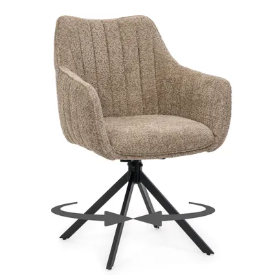 Zdjęcie produktu dla NEW HOME Krzesło PIANO obrotowe z funkcją powrotu tapicerowane krzesło do jadalni do salonu - beżowe - boucle