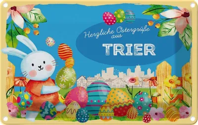 Produktbild von vianmo Blechschild 20x30 cm Ostergrüße TRIER Ostern Gruß