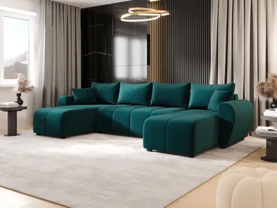 Image de CANAPE MOLISA U Itaka 39 turquoise avec fonction sommeil Canapé en U avec coffre de rangement Canapé salon Canapé-lit Coffre de rangement Canapé-lit