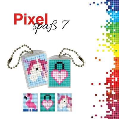 Produktbild von Pracht Creatives Hobby Pixel Spaß 7 Medaillon Flamingo, Herzschloß, Einhorn