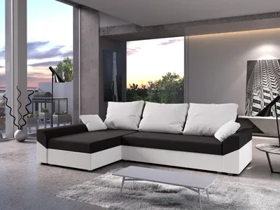 Produktbild von Elegantes Ecksofa DAGMAR – weiß / schwarz