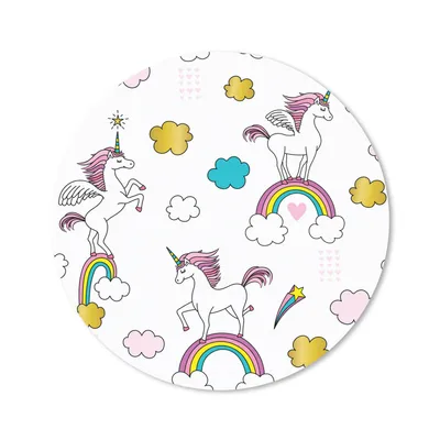 Produktbild von MuchoWow® Mauspad Mousepad Eine Illustration von Einhörnern auf Regenbögen - Mädchen - Kinder - Kinder 20x20 cm - Mousepads - Maus Mat - Pad - Mausunterlage - Schreibtischmatte