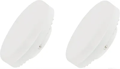 Two white LED light bulbs are shown against a white background.