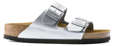 Productafbeelding van Birkenstock Arizona Birko-Flor Zilver Smal Voetbed Dames Slipper