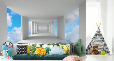 Produktbild von Fototapete Vlies Tapete zauberhafter 3D Tunnel - HIMMEL 135 cm (B) x 90 cm (H) Wandbild Wanddeko