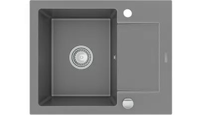 Zdjęcie produktu dla Mexen Enzo zlewozmywak granitowy 1-komorowy z ociekaczem 576 x 465 mm, szary, syfon chrom - 6506571005-71