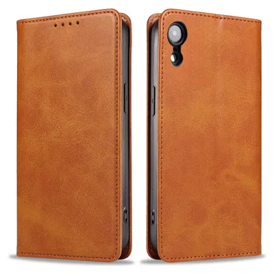 Produktbild von Handyhülle für Apple iPhone XR Kunstleder Flip Cover Hülle Klapphülle Case Kartenfach Farbe: Hellbraun