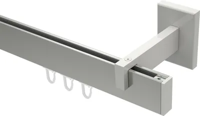 Produktbild von Interdeco Innenlaufstange / Gardinenstange mit Innenlauf Edelstahl-Optik / Weiß, Typ Smartline Paxo (Kappe), 14x35 mm 1-läufig, 120 cm