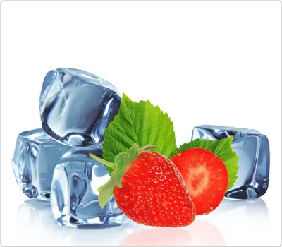 Produktbild von Spritzschutz Herdabdeckplatte Schneidebrett aus Glas Erdbeeren und Eiswürfel 1-Teilig (60x52cm)