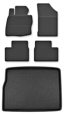 Productafbeelding van Rubberen automatten + kofferbakmat voor Kia Niro vanaf 2016 – 5-delig, zwart, op maat – Wielganizator Semi-Universal