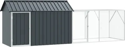 Produktbild von 2025 Moderne Voliere mit Erweiterung Anthrazit 112x421x141 cm Stahl - Vogelkäfige Hommie31270