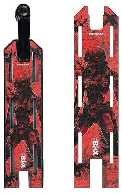Image de Ruban antidérapant pour trottinette acrobatique Soke, dimensions 52 x 13 cm, couleur rouge, motif Cyber