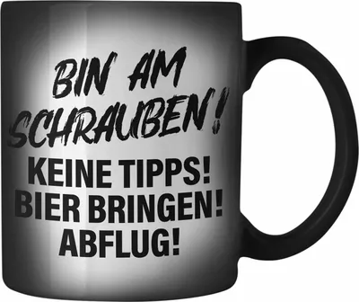 Produktbild von Trendation - Auto Tuner Farbwechsel Zauber-Tasse Geschenke Autotuner Geschenkidee Autoliebhaber Farbwechsel Zauber-Tasse für Männer Autofan Karabiner Farbwechsel Zauber-Tasse Edelstahl (Schwarz)