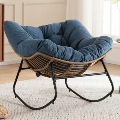 Zdjęcie produktu dla Krzesło bujane, aksamitne fotel akcentowy, krzesło bujane do pokoju dziecięcego, idealne do salonu, sypialni i mieszkania