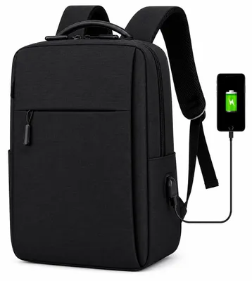 Obrázek produktu pro Voděodolný batoh na notebook 15,6" s USB portem - černý | Městský uni batoh