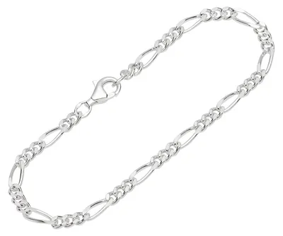 Productafbeelding van Armband van 925 sterling zilver, 19 cm lang, Figaro-panterketting, belegd met diamanten, uni