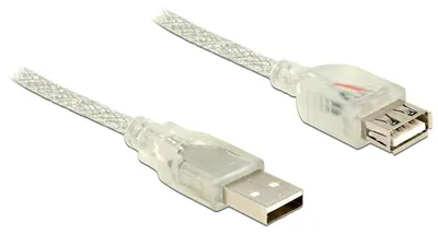 Produktbild von DeLOCK 5m, 2xUSB2.0-A, 5 m, USB A, USB A, USB 2.0, Männlich/Weiblich, Transparent