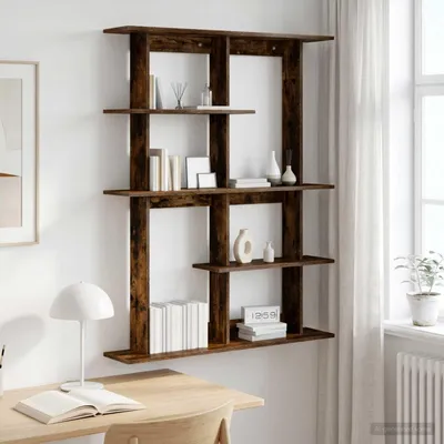 Imagen del producto de Maison Exclusive: Estantería de pared en roble ahumado, 102 x 20 x 130 cm