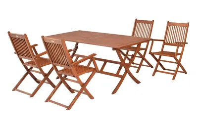 Produktbild von Merxx Gartenmöbel Set Rio 5tlg., 4 Klappsessel, Klapptisch 160 x 90 cm - Eukalyptus