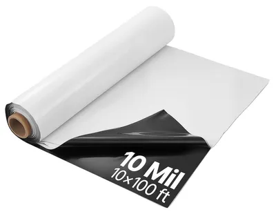 Imagen del producto de VEVOR, membrana arquitectónica PE, dimensiones 3,05 x 30,48 metros, grosor 0,25 mm, lona de plástico, lámina de barrera de vapor, color  y blanco, doble cara, multifuncional