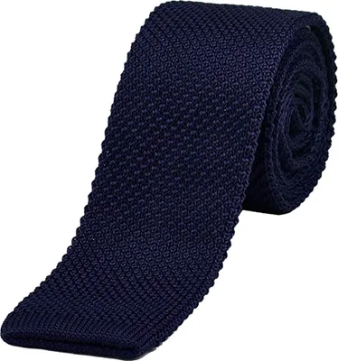 Produktbild von Stück Strickkrawatte, Strickkrawatte, Krawatte, waschbar, schmal, Jersey, einfarbig, flache Krawatte, schmaler, flacher Kopf (Marineblau)