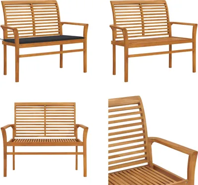 Produktbild von vidaXL Gartenbank mit Anthrazit Auflage 112 cm Massivholz Teak - Gartenbank - Gartenbänke - Terrassenbank - Terrassenbänke