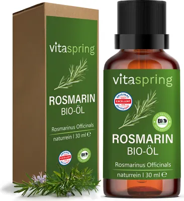 Produktbild von Rosmarinöl Haare Bio 100% naturrein | Haaröl für Haarpflege & Anti-Haarausfall | Hochdosiert für Haarwachstum von vitaspring (Rosmarinöl 30 ml)